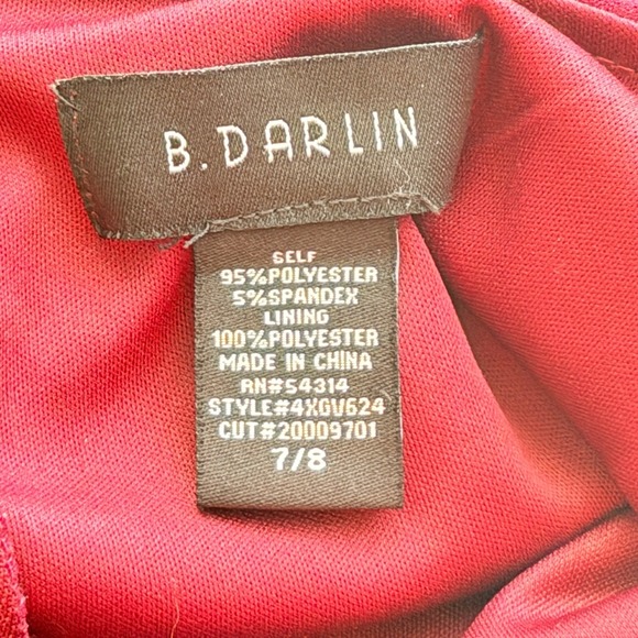 B. Darlin Fit and Flare Dress Sz 7/8 Burgundy Sweetheart Skater Cocktail - Picture 5 of 9